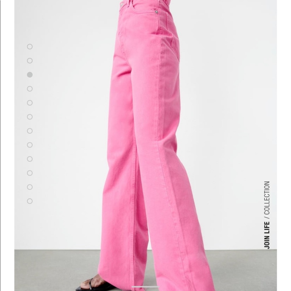 pink zara wide leg jeans